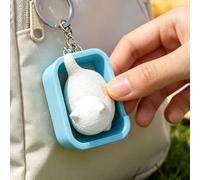 Nuvatrix Llavero de gato con diseño de clicky impreso en 3D, juguete interactivo para la ansiedad, mini mochila colgante con anillo de metal para llaves, bolsos, regalo novedoso para aliviar el estrés