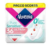 Nuvenia - Absorbente Pure Sensitive Ultra con alas - Superficie delicada para pieles sensibles - Pack de 36 absorbentes
