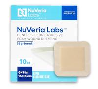 NuVeria Labs Apósito de espuma de silicona con borde para heridas, 6 x 6 pulgadas, 10 unidades por caja