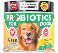 NUVIMI Probióticos para Perros - Comprimidos probióticos y prebióticos para Perros - Suplemento digestivo para la Salud intestinal - 120 g Sabor Pollo