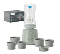 Nuvita 1164 Mix70 - Calentador de botellas portátil con función mezcladora, 5 temperaturas hasta 70 °C, universal con 6 adaptadores incluidos, batería recargable, pantalla LED, sin BPA