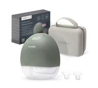 Nuvita 1264W Sacaleches eléctrico portátil de 3 fases con estimulación por vibración: silencioso, portátil, batería recargable USB-C, 4 ciclos completos, copa de silicona de 24 mm con reductores.