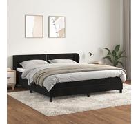 NuvlaGu Cama con somier con diadema de tela de 180 x 200 cm - Cama negra aterciopelada con tapa de poliéster, sistema de sueño de lujo para dormitorios elegantes