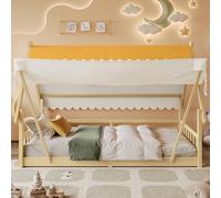 NuvlaGu Cama de madera de 90 x 190 cm, cama infantil, cama individual con barandilla de seguridad, exquisito diseño de casa de madera, la tienda es extraíble, somieres de listones estables, pino +
