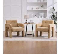 NuvlaGu Juego de 2 sillones modernos de chenilla para salón individual con reposabrazos, silla acolchada, 2 sillas para salón, dormitorio, oficina (amarillo)