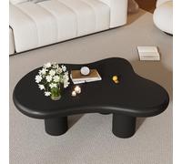 NuvlaGu Mesa de centro con forma de nube negra de 97 cm, diseño irregular de MDF, mesa de salón creativa con superficie lacada y protección del suelo