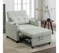 NuvlaGu Sofá cama individual extensible 3 en 1 con USB y soporte para bebidas, sillón cama y sofá reclinable, ajustable, ahorra espacio para espacios pequeños, habitaciones de invitados y apartamentos