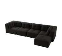 NuvlaGu Sofá esquinero modular, ajustable, cómodo, sin marco, no requiere montaje, para sala de estar, dormitorio (negro, 4 plazas + 1)