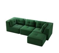 NuvlaGu Sofá esquinero modular individual ajustable sin marco, cómodo sofá de pana sin marco, no requiere montaje, para sala de estar, dormitorio (verde oscuro, 3 plazas + 1)