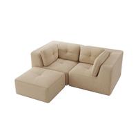 NuvlaGu Sofá esquinero modular individual ajustable sin marco, cómodo sofá de pana sin marco, no requiere montaje, para sala de estar, dormitorio (beige, 2 plazas + 1)