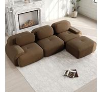 NuvlaGu Sofá esquinero modular sin montaje, sofá de pana sin marco, color verde, 3 plazas con espuma 32D de alta elasticidad, ergonómico, reposabrazos extra anchos, antideslizante, apto para mascotas