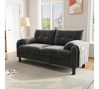 NuvlaGu Sofá moderno de 2 plazas, cómodo sofá tapizado de tela de chenilla con cojines gruesos, sofá acogedor para salón, dormitorio, apartamento pequeño (gris A + chenilla + 2 asientos)