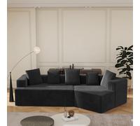 NuvlaGu Sofá modular en la nube de 312 cm, sin desconchado, con funda lavable, no requiere montaje, espuma de alta densidad para salón, sala de juegos para niños (negro + cable + 3 asientos + espuma)