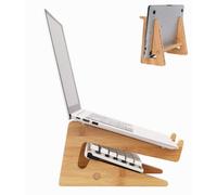 Nuvograin - Soporte vertical de madera para laptop, soporte de bambú para laptop, compatible con MacBook Air Pro/Dell XPS/Surface Pro/HP/Pixelbook/Lenovo, más portátiles de 13 a 17.7 pulgadas