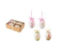 Nuvole di Stoffa Lote de 4 huevos de Pascua decorativos con conejos + caja de regalo "Dorothy", Shabby Chic H12 cm