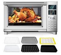 Nuwave Bravo Air Fryer Toaster Oven Combo, 12-in-1 Smart Convection Ovens Countertop 30QT with Integrated Digital Temperature Probe, Tray, Basket, Fry Rack and Recipes