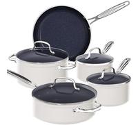 Nuwave Juego de 9 utensilios de cocina de cerámica azul Duralon con revestimiento antiadherente, con infusión de diamante, resistente a los arañazos, libre de PTFE y PFOA, apto para horno, listo para