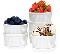 Nuwave Ramequines de cerámica de 8 onzas, juego de 6, ramequines de estilo clásico y elegante para hornear soufflés, crema brulées, natillas, pudines, 4.3 pulgadas de ancho y 2 pulgadas de alto, apto