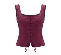 NUWIND Corsé Vintage Bustier Floral con Cordones, Top Medieval de Elaboración Manual, Chaleco Victoriano con Enlace, Corsaire de Vestir Renacentista para Mujer Pirata, rojo intenso, L