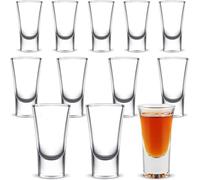 NUWIQ 12pcs 25ml Vasos De Chupito, Vasitos de Vidrio para Chupitos, para Tequila, Vodka, Whisky, Ginebra