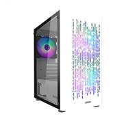 Nuwo Blitz R25 Caja PC Gaming Micro ATX-ITX, 3 Ventiladores Iluminación Arco Iris Fijo Preinstalados, Frontal Malla, Panel Lateral de Cristal Templado, USB 3.0, Color Blanco