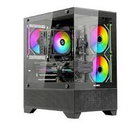 Nuwo Flow FK100 - Carcasa para PC Gaming Micro-ATX Mini Tower | 3 ventiladores ARGB 120 mm | Panel frontal y lateral de cristal panorámico | negro