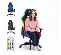 Nuwo Rapture - Silla de gaming ergonómica de poliuretano con luces LED RGB | Carga máxima 150 kg | Silla para PC ordenador Gaming Oficina | Reposabrazos 2D | Respaldo y altura ajustable | Doble cojín