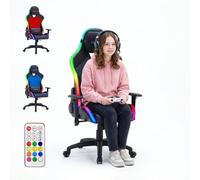 Nuwo Silla Gaming ergonómica RGB con Mando a Distancia, Respaldo reclinable 180°, Capacidad de Carga: 150 kg, cojín Lumbar y reposacabezas, reposabrazos 2D, Altura Regulable, Silla para Ordenador de