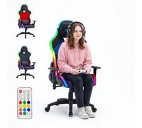 Nuwo Silla Gaming ergonómica RGB con Mando a Distancia, Respaldo reclinable 180°, Capacidad de Carga: 150 kg, cojín Lumbar y reposacabezas, reposabrazos 2D, Altura Regulable, Silla para Ordenador de