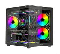 Nuwo Vitra BK100 | Caja PC Gaming Micro-ATX Micro Tower | 3 Ventiladores ARGB 120 mm | Estructura de Doble cámara | Panel Frontal y Lateral de Cristal Templado | Negro