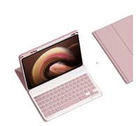 NUWONAYA Funda de teclado para Xiaomi Redmi Pad SE de 11 pulgadas 2023, funda delgada con tapa con soporte para lápices, teclado magnético desmontable de color caramelo, rosa
