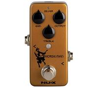 Nux NOD-1 Horseman Overdrive Pedal, Pedal de Efectos para Guitarra Eléctrica (2 Modos, 3 Controles: Ganancia, Agudos, Salida, True Bypass/Buffer Bypass, Alimentación: 9V punta negativa), Oro