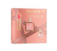Nuxe The Infinite Rose Gold Glow Set de regalo (valor de £49.17) - Aceite seco brillante floral 50 ml, Huile Prodigieuse Florale 10 ml y suero labial voluminoso 8 ml - Trío radiante para el cuidado de