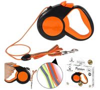 NUXIE® correa automática para perros cordón reflectante 3m 15kg naranja