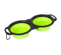 NUXIE® Cuenco de viaje plegable doble para perro gato agua comida mosquetón 2x 350ml