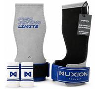 NUXION | Calleras para Crossfit de Microfibra | con y sin Magnesio | Agarre en Barras, Anillas y Kettlebells | Set con Muñequeras de Regalo | Tallas G y G+ (Azul, G-)