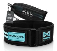 NUXION | Cinturón Gym Hombre de Neopreno | Soporte Lumbar para Musculación, Crossfit y Halterofilia | Cinturón Lumbar Gimnasio | Doble Hebilla | Tallas S M L XL (Aguamarina, L: 84-94 cm)