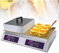 Nuxyyds Panquequera Eléctrica, Soufflés, Dorayakis, Muffins con Placa Calefactora De Cobre, Cubierta De Acero Inoxidable Y Control De Tiempo Y Temperatura, Ideal para Bares Doublehead