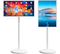 Nuxyyds Smart TV Portátil con Pantalla Táctil, Monitor Inalámbrico 1080p, TV Rodante con Ruedas, Soporte De Suelo Ajustable Y Giratorio De 360° para Fitness, Juegos Y Exteriores 27Inch