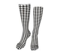 NUYFVG Calcetines largos de pata de gallo hasta la rodilla, color blanco y negro, para cosplay, para mujer, pata de gallo blanco y negro, Altoa única