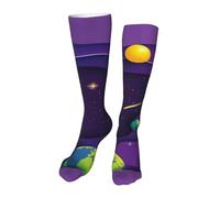 NUYFVG Calcetines largos hasta la rodilla con diseño de plátano, para cosplay, para mujer, Astronauta en misión en el espacio exterior, Altoa única