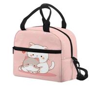 NUYFVG Kawaii - Bolsa de almuerzo con diseño de gato para niños y niñas, bolsas aisladas, fiambrera con forma de mariposa, bolsa de almacenamiento de preparación de comidas para mujeres, trabajo