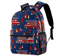 NUYFVG Mochila escolar de camión de bomberos y rescate para niños y niñas, mochila ligera para libros, mochila casual