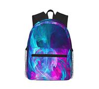 NUYFVG Mochila escolar informal con estampado de cactus y rosas suculentas para laptop, impermeable, elegante, para niños y niñas, Fuego azul y rosa, Talla única