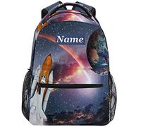NUYFVG Mochilas de oro rosa con purpurina negra para niñas, adolescentes y mujeres, mochilas escolares para niños y estudiantes, Nave espacial personalizada Tierra, Talla única