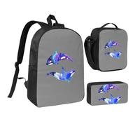 NUYFVG Orca Killer Whale Print - Juego de mochila suave y transpirable para almuerzo, estuche para bolígrafos, correas ajustables, para niños, niñas y adolescentes