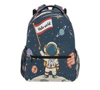 NUYFVG Solar System Astronaut Planet Hello World - Mochila escolar, mochila de viaje para estudiantes, niños y niñas, Como se muestra en la imagen, Talla única
