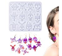 Nuyhadds Forma de cráneo - Pendiente de Calavera con Forma de Halloween con Agujeros - Molde Reutilizable de Silicona para Hacer Joyas, Resina, Manualidades, decoración de