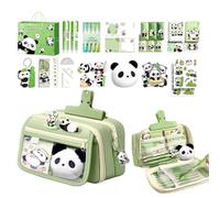 Nuyhadds Juego de escritura para niños, diseño de panda, material escolar, estuche escolar con cremallera, para estudiantes, niñas, cumpleaños, Navidad, comienzo escolar