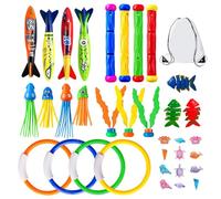 Nuyhadds Juguetes de buceo para piscina, divertidos juegos de natación, 35 piezas, juguetes de buceo de verano como piedras preciosas, para verano, al aire libre, viajes, patio, jardín, parque